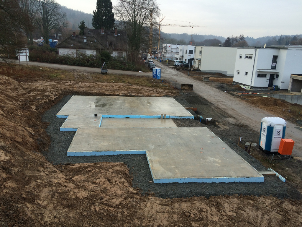 Bodenplatte für zwei Doppelhaushälften